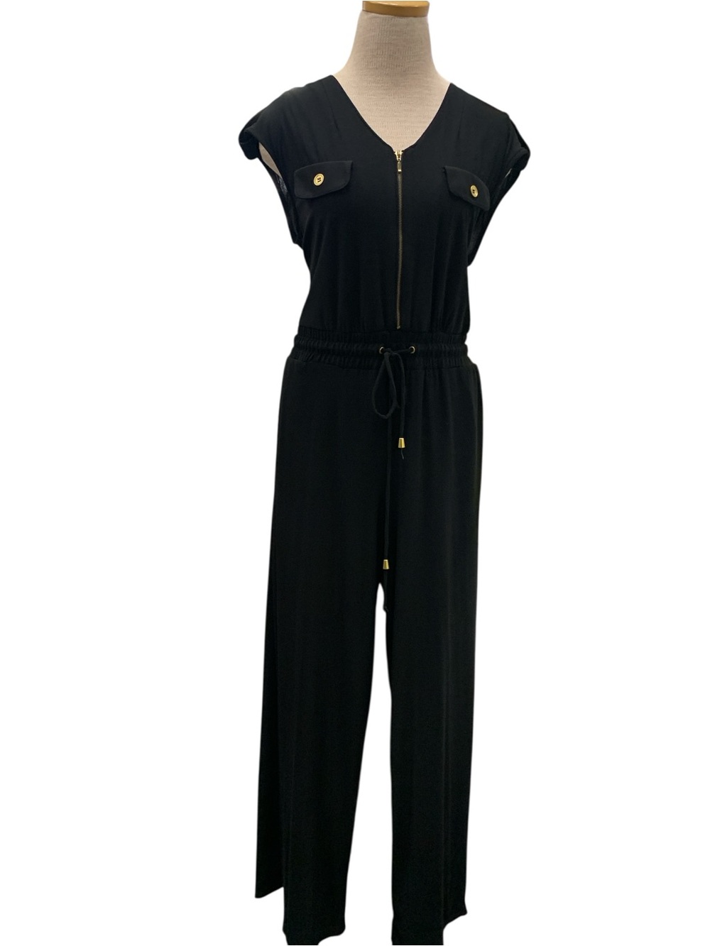 Soho Black Sleeveless Jumpsuit with Gold Accents Size L